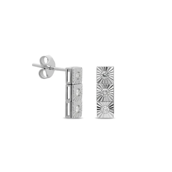 0,18 CT Pırlantalı Tria Küpe 14K