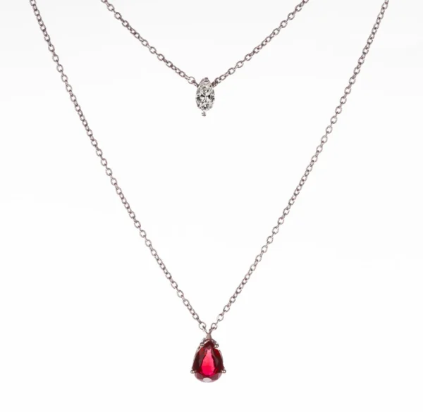 0,82 Karat Renkli Taşlı 0,29 CT Pırlantalı Kolye 18K